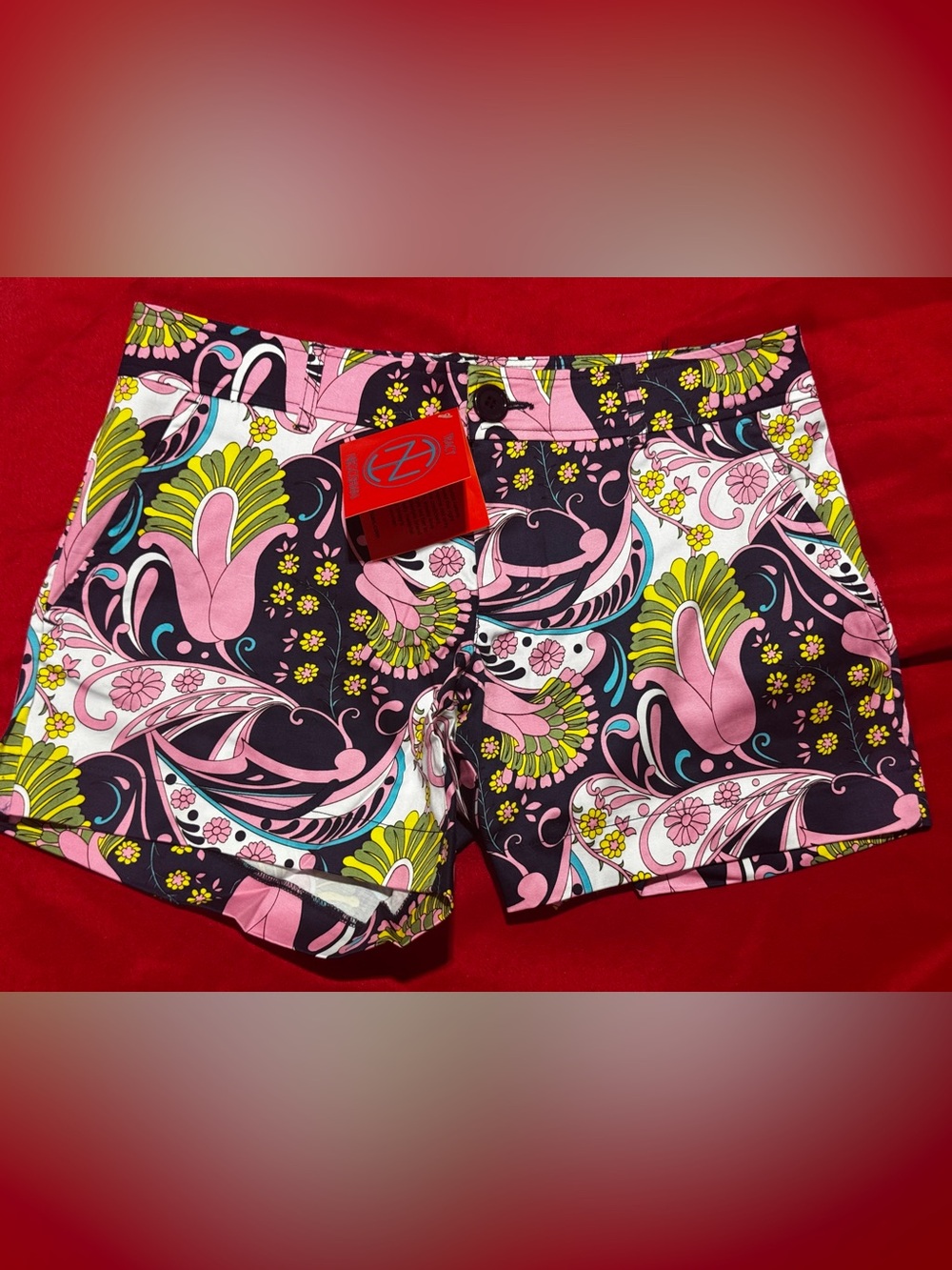 Tracy Negoshian Pink Black Green Floral Bike Shorts
